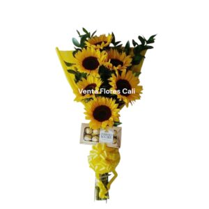 Buquet de girasoles y chocolates 9