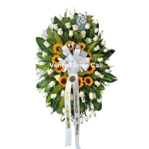 Arreglo Fúnebre con rosas y girasoles 60