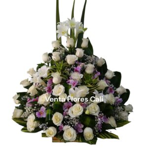 Arreglo Fúnebre rosas - orquídeas 56