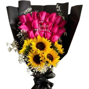 Buquet de Girasoles, Rosas rosadas 14