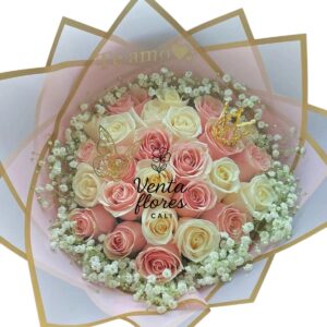Buquet de rosas en tonos pastel 86