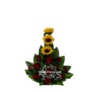 Arreglos con rosas y girasoles 13