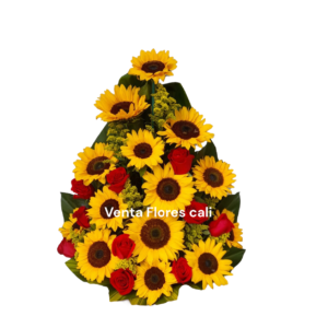 Arreglo floral con rosas y girasoles 11