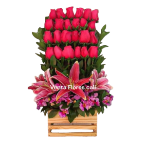 Arreglo floral con rosas rosadas 48