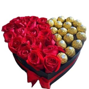 Arreglo floral en forma de corazón