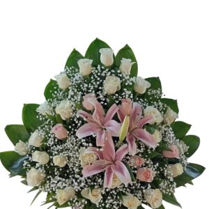 Abanico funebre rosas blancas