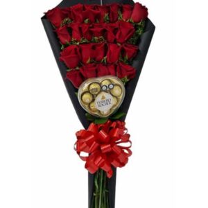 Buquet de Rosas Rojas con Chocolates Ferrero Rocher 07